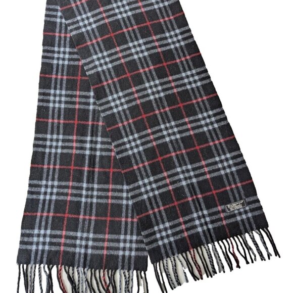 BURBERRY London Vintage Classic Nova Check Knit 100% Lambs Wool Black SCARF - Picture 1 of 6